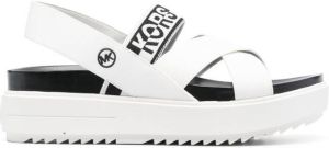 Michael Kors logo-print crossover-strap sandals White