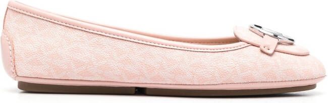 Michael Kors logo-print leather ballerina shoes Pink