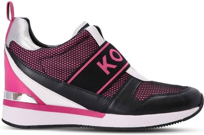 Michael Kors logo-strap wedge-heel sneakers Pink