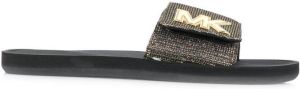 Michael Kors metallic-strap logo slides Gold