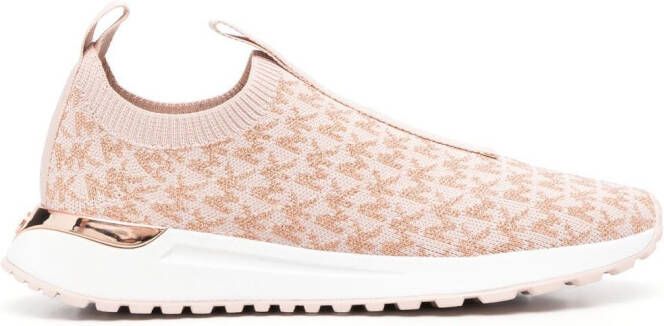 Michael Kors monogram-knit slip-on sneakers Pink