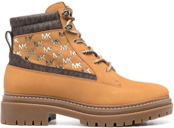 Michael Kors monogram-print hiker boots Neutrals