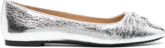 Michael Kors Nori metallic-finish leather ballerinas Silver