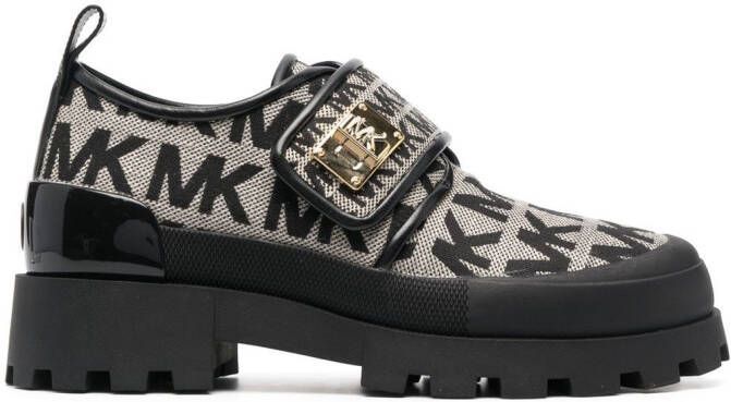 Michael Kors calf-leather logo-print ankle-boots Neutrals