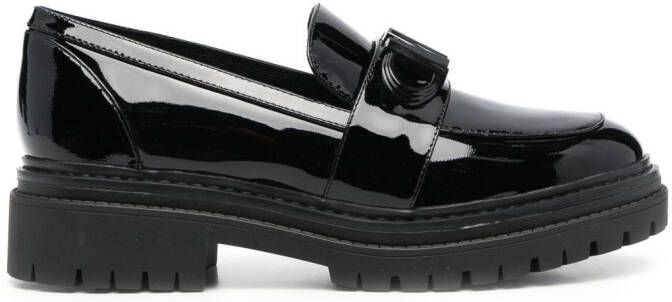 Michael Kors patent-leather logo-plaque loafers Black