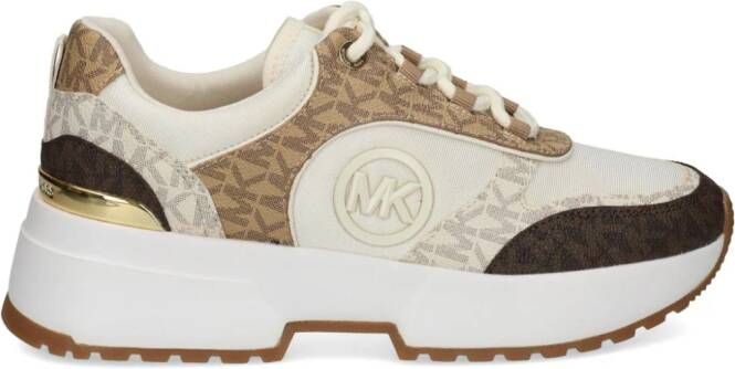 Michael Kors logo-patch calf leather sneakers Neutrals
