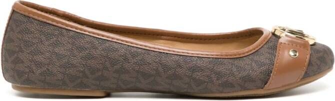 Michael Kors Rory monogram-pattern leather ballerina shoes Brown