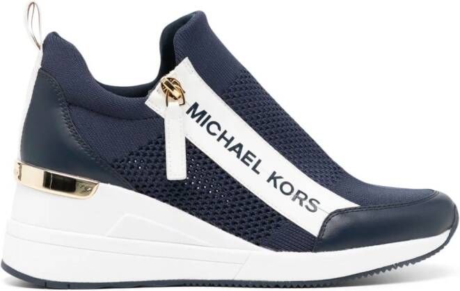 Michael Kors Willis 70mm knitted wedge sneakers Blue