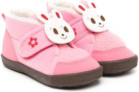 Miki House bunny-embellished sneakers Pink