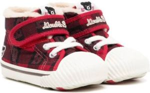 Miki House check-print cotton sneakers Red