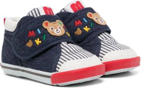 Miki House embroidered touch-strap sneakers Blue