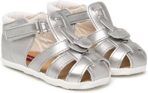 Miki House high-shine plaited sandals Silver