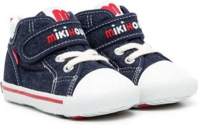 Miki House logo-embroidered high-top sneakers Blue