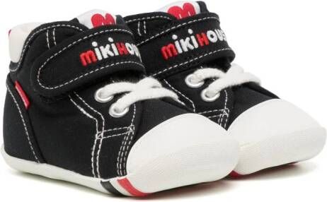 Miki House logo-embroidered touch-strap sneakers Black