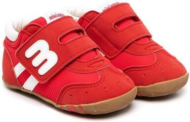 Miki House logo-patch touch-strap trainers Red
