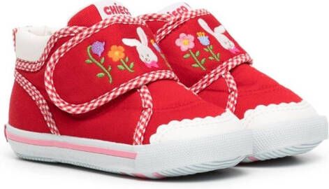 Miki House Rabbit embroidery sneakers Red