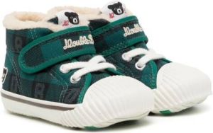 Miki House tartan check-pattern touch-strap sneakers Green