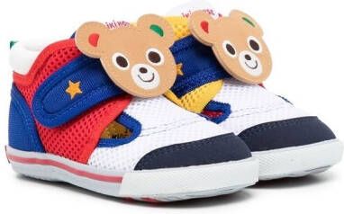 Miki House Teddy embellished touch-strap sneakers White