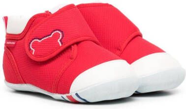Miki House touch-strap cotton trainers Red