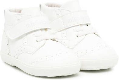 Miki House touch-strap lace-up sneakers White