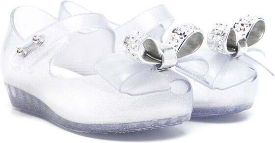 Mini Melissa bow-detail ballerina shoes White