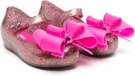 Mini Melissa bow-detail round-toe ballerinas Red