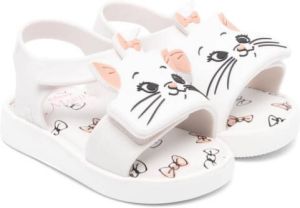 Mini Melissa cat-print open-toe sandals White