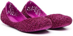 Mini Melissa glitter-effect ballerina shoes Pink