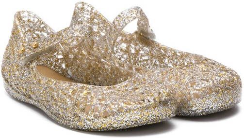 Mini Melissa glittered ballerina shoes Silver
