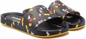 Mini Melissa Mickey Mouse-print open-toe slides Black