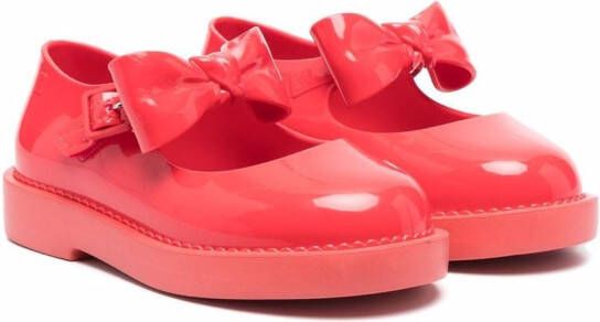 Mini Melissa round-toe buckle ballerina shoes Red