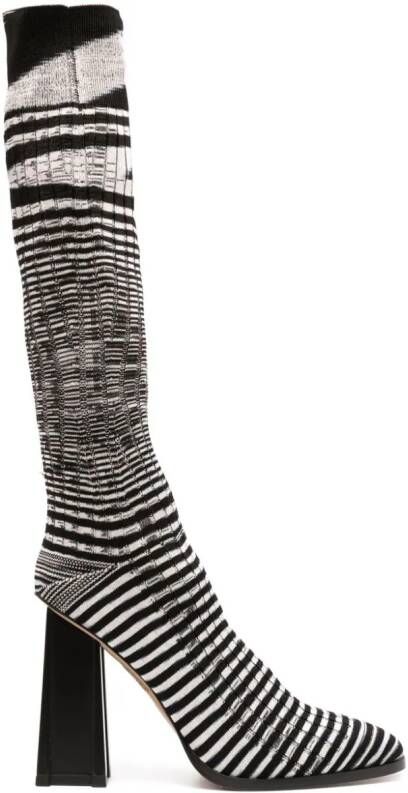 Missoni 115mm striped knitted boots Black