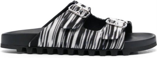 Missoni double-buckle knitted slides Black