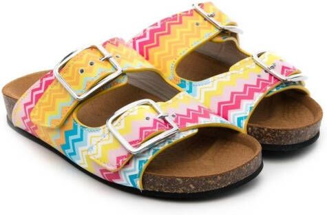 Missoni Kids double-buckle slip-on sandals Yellow