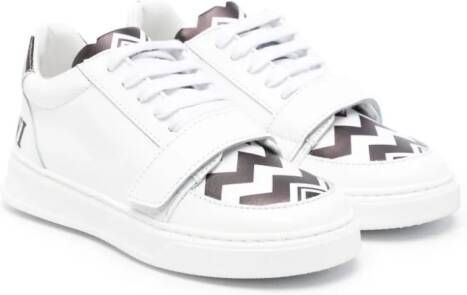 Missoni Kids zigzag-print panelled leather sneakers White