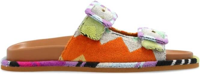 Missoni zigzag-knit buckled sandals Orange