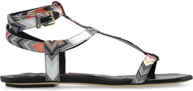 Missoni zigzag-woven caged sandals Black