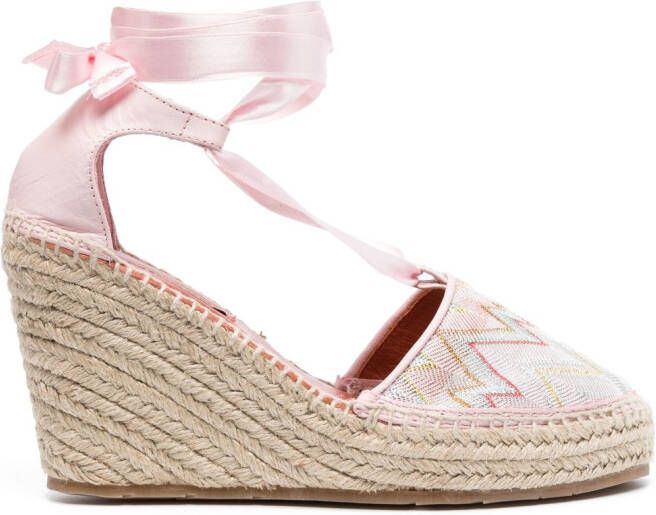 Missoni zigzag-woven wedge espadrilles Pink