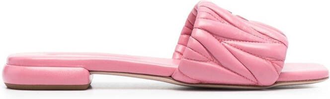 Miu 20mm quilted open-toe leather sandals Pink