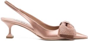 Miu 50mm satin slingback pumps Metallic