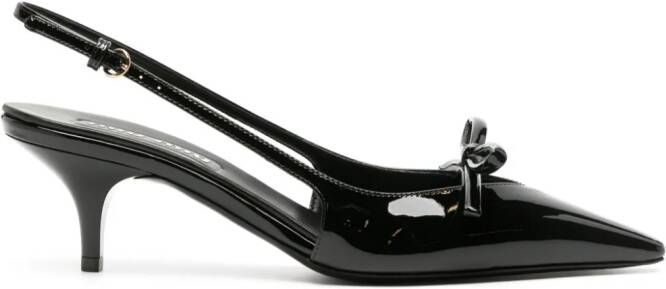 Miu 75mm bow-embellished sligback pumps Black
