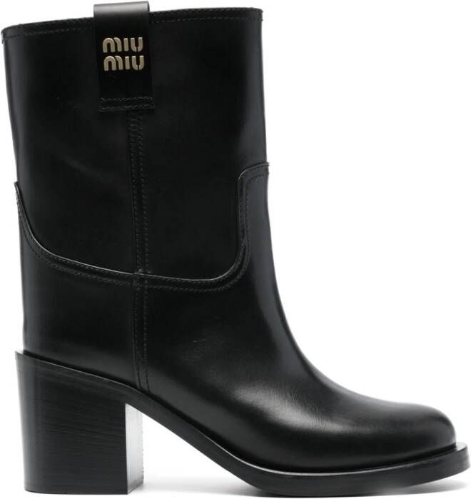 Miu 75mm leather ankle boots Black