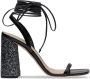 Miu ankle tie-fastening glitter sandals Black - Thumbnail 1