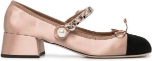 Miu chain-embellished ballerina shoes Brown