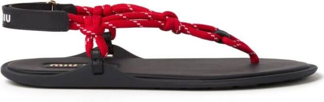 Miu cord-strap leather sandals Red