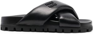 Miu crossover-straps padded mules Black