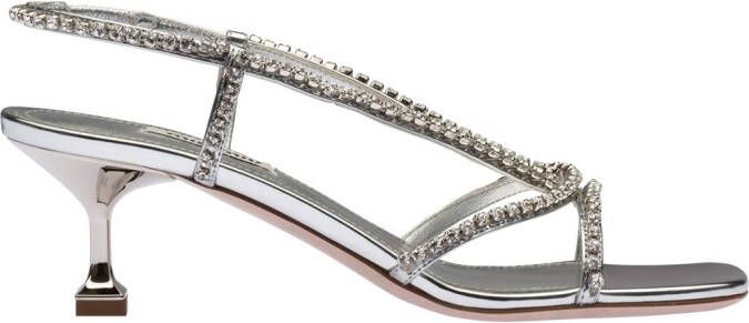 Miu crystal-embellished 55mm sandals Metallic