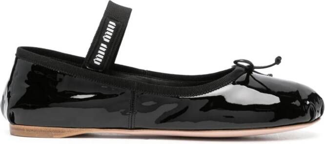 Miu logo-band ballerina shoes Black