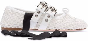 Miu macramé ankle-tie ballerina shoes White