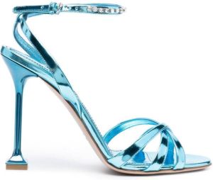 Miu metallic crystal-embellished sandals Blue